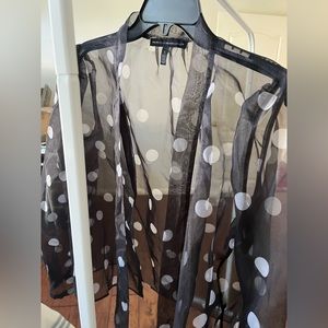 Sheer Black & White Polka Dot Blouse